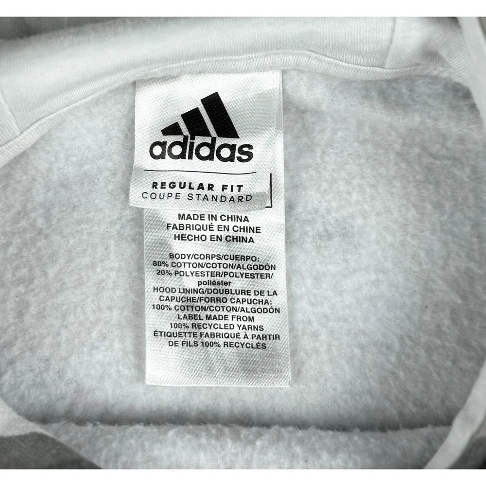 Adidas Camo Hoodie Large Gray White Pullover Fleece Logo Sweatshirt